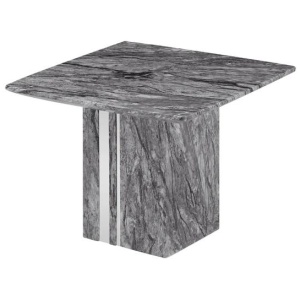 Our Home Valeria Luxurious Marble Foil Square Lamp End Side Table - Grey