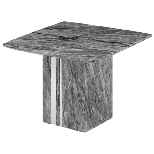 Our Home Valeria Luxurious Marble Foil Square Lamp End Side Table - Grey