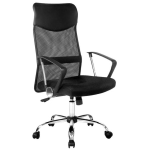PU Leather Mesh High Back Office Chair - Black