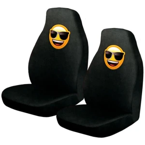 Pair of Emoji Car Front Seat Covers Sunglasses Faces