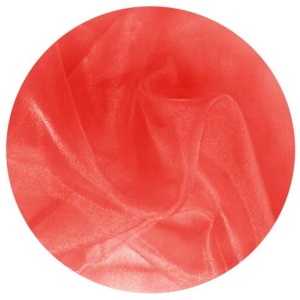 Pair of Organza Sheer Rod Pocket Curtains Fire Red