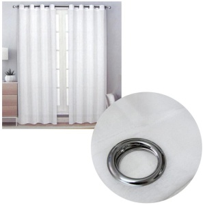 Pair of Solid Colour Sheer Eyelet Curtains 137 x 213 cm White