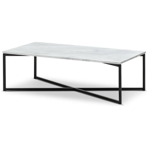 Parson 1.2m White Marble Coffee Table - Black by Interior Secrets - AfterPay Available