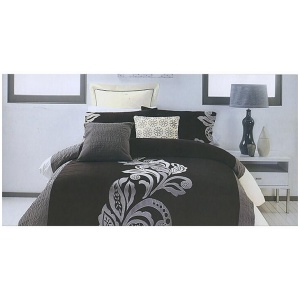 Pierre Black Grey Quilt Cover Set QUEEN