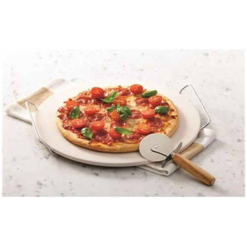 Pizza Stone with Rack and Cutter Size 30cm by Soffritto