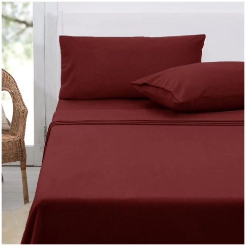 Polar Fleece Sheet Set King 36cm Wall with King Pillowcases Burgundy