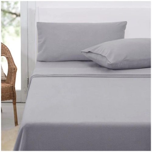 Polar Fleece Sheet Set King 36cm Wall with King Pillowcases Grey