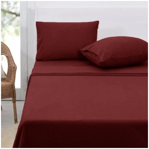 Polar Fleece Sheet Set Queen 36cm Wall Burgundy