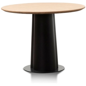 Polly Round Wooden Dining Table - Natural Top and Black Base by Interior Secrets - AfterPay Available