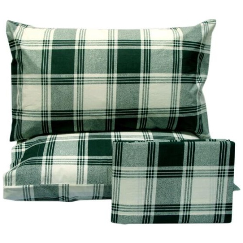 Polyester Cotton Checkered Green Quilt Cover Set King