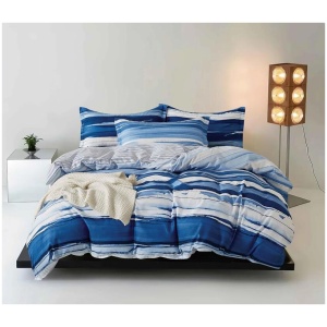 Print Microfibre Quilt Cover Set - Ultra Soft with Zipper Closure (Ethan, Super King Size)