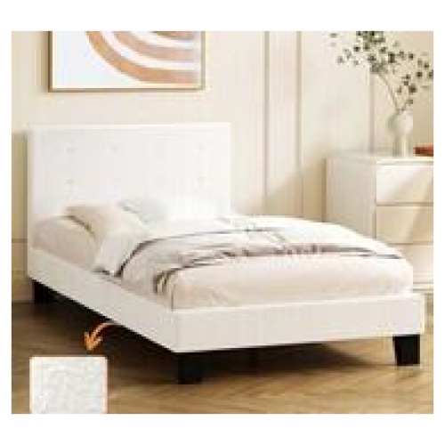 Quiton King Single Boucle Bed In White
