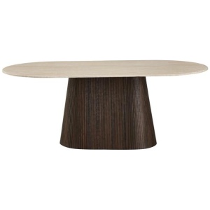 Raimon Furniture Louie Artificial Marble Wooden Laminated Kitchen Dining Table 200cm Travertine