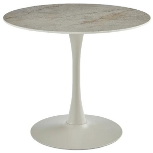 Raimon Furniture Mignon Modern Medium Round Look Ceramic Kitchen Dining Table 90cm Snow Rocky