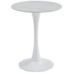 Raimon Furniture Mignon Modern Small Round Look Ceramic Kitchen Dining Table 60cm Snow White