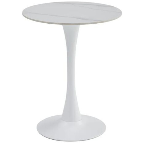 Raimon Furniture Mignon Modern Small Round Look Ceramic Kitchen Dining Table 60cm Snow White