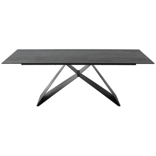 Raimon Furniture Odette Rectangular Dining Table 210cm - Black Metal Frame - Shadow Grey Ceramic