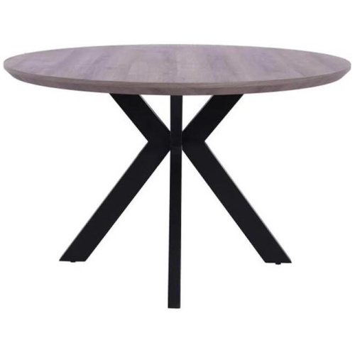 Raimon Furniture Oriel Round Dining Table 120cm - Black Metal Frame - Grey Oak