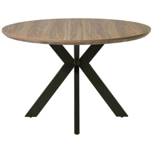 Raimon Furniture Oriel Round Dining Table 120cm - Black Metal Frame - Oak Sonoma