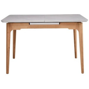 Raimon Furniture Tayson Rectangular Extension Kitchen Dining Table 140-180cm Wooden Frame Light Grey Ceramic