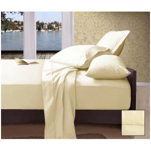 Ramesses 1000TC American Pima Cotton Plain Design Sheet Set Ivory Queen