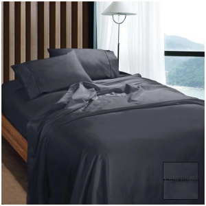 Ramesses 1100TC Egyptian Cotton Sateen Sheet Set Charcoal Queen