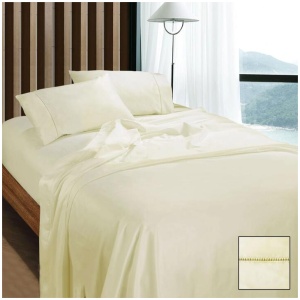 Ramesses 1100TC Egyptian Cotton Sateen Sheet Set Cream Queen