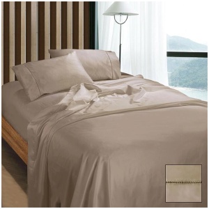 Ramesses 1100TC Egyptian Cotton Sateen Sheet Set Doeskin Queen
