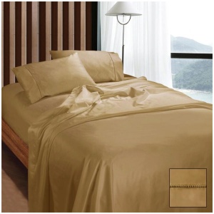 Ramesses 1100TC Egyptian Cotton Sateen Sheet Set Latte Queen