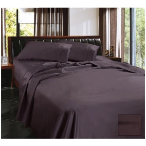 Ramesses 1450TC Egyptian Cotton Sateen Sheet Set Eggplant Queen