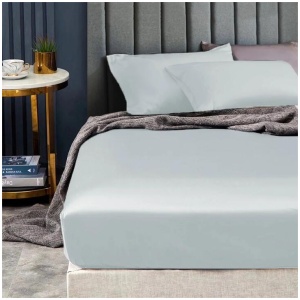 Ramesses 1500TC Elite Egyptian Cotton Sateen Fitted Sheet Combo Set Ice Blue Single