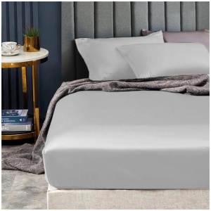 Ramesses 1500TC Elite Egyptian Cotton Sateen Fitted Sheet Combo Set Silver Mega Queen