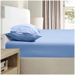 Ramesses 2000TC Bamboo Embossed Fitted Sheet Combo Set Mid Blue King