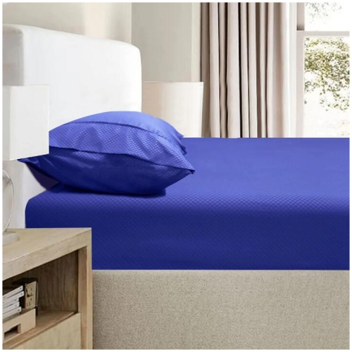 Ramesses 2000TC Bamboo Embossed Fitted Sheet Combo Set Royal Blue King
