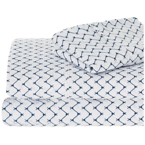 Ramesses 250TC Egyptian Cotton Printed Sheet Set Navy Sefton Single