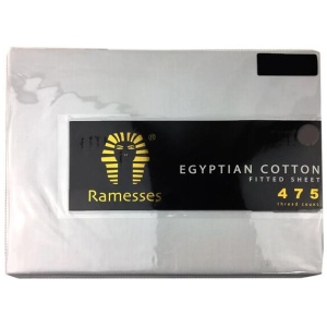 Ramesses 475TC Egyptian Cotton Fitted Sheet Queen White