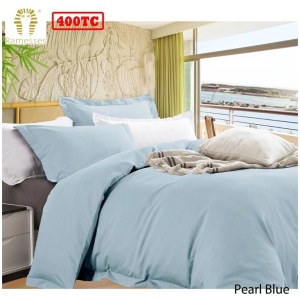 Ramesses Bamboo Cotton Quilt Cover Set Pearl Blue Queen