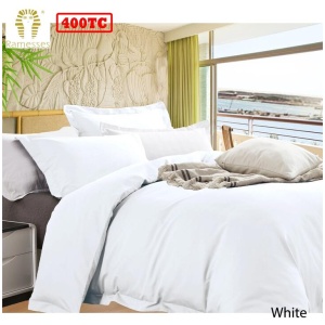 Ramesses Bamboo Cotton Quilt Cover Set White King