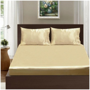 Ramesses Casablanca Satin Fitted Sheet Combo Set Champagne Queen