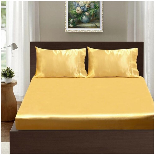Ramesses Casablanca Satin Fitted Sheet Combo Set Gold Queen
