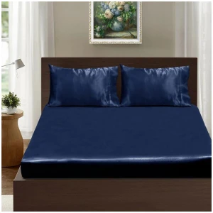 Ramesses Casablanca Satin Fitted Sheet Combo Set Navy Blue King