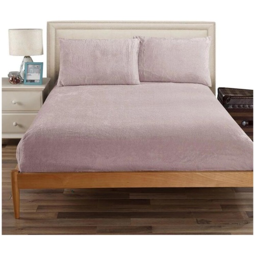 Ramesses Teddy Fleece Fitted Sheet Combo Set Dusty Pink Queen