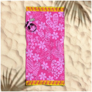 Rans Premium Cotton Jacquard Beach Towel Thongs Pink