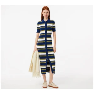 Rib Knit Striped Shirt Dress