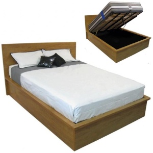 Rimu custom gas lift timber bed frame - discounted display model