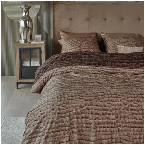 Riviera Maison Croco Brown Cotton Quilt Cover Set King