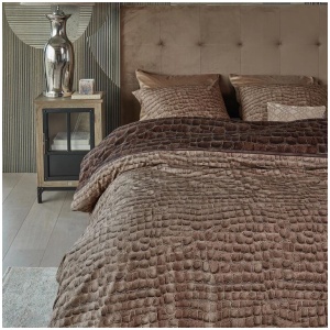 Riviera Maison Croco Brown Cotton Quilt Cover Set Queen