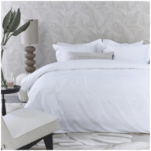 Riviera Maison Elowen White Cotton Quilt Cover Set Queen