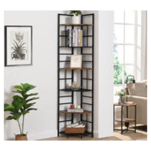 Rochelle 6-Tier Corner Bookshelf Brown