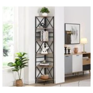 Rochelle 6-Tier Square Corner Bookshelf Brown